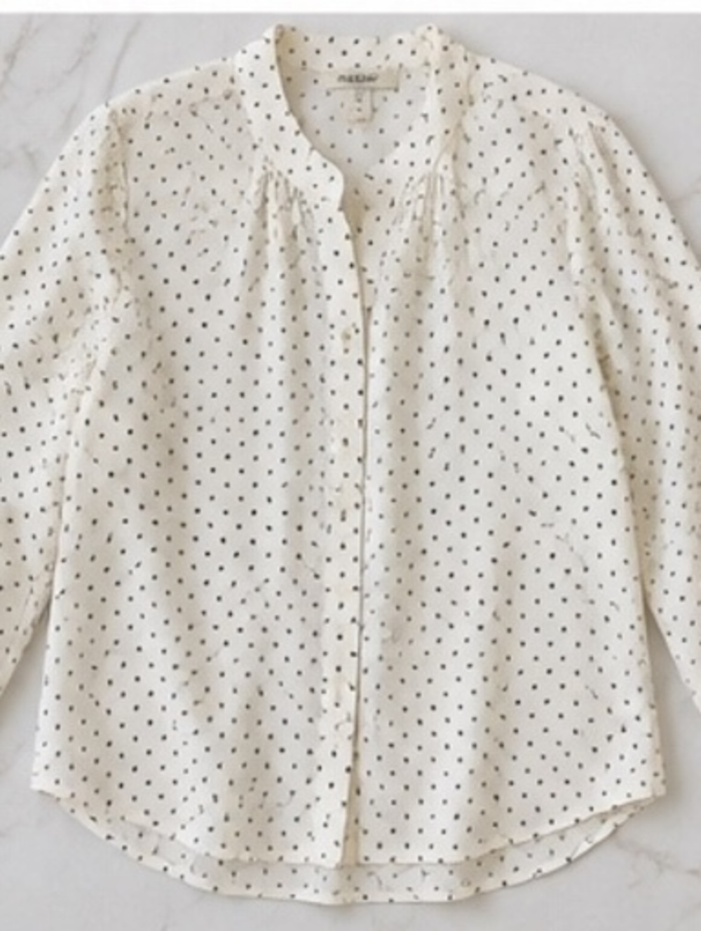 Equipment Femme White Black Polka Dot Blouse Large Classic